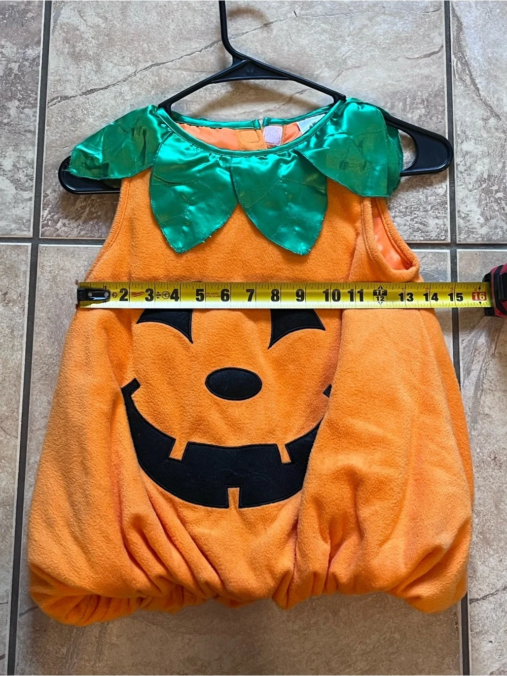 Classic Orange Pumpkin Costume with Green Leaf Collar - Toddler / Kids